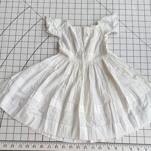 Antique Victorian Baby/Toddler Dress – White Cotton with Hand Embroidery, Eyelet